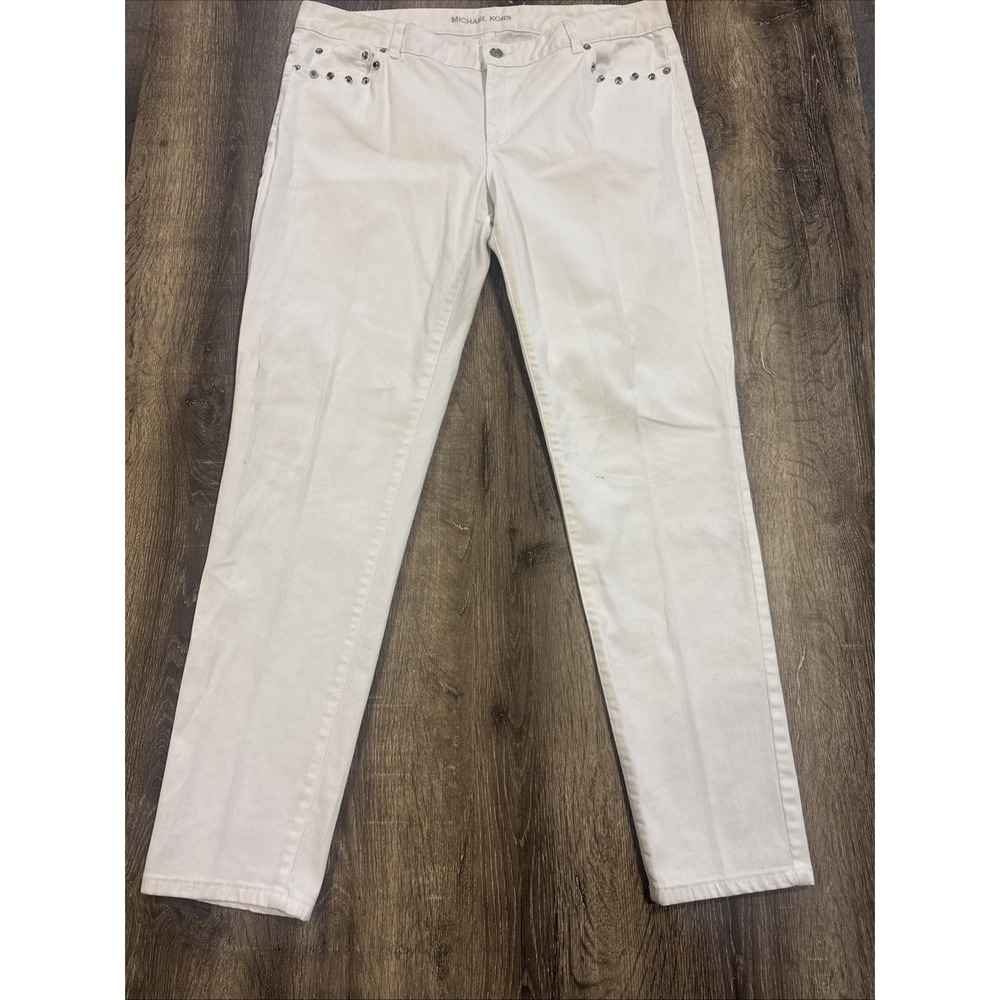 Women's Michael Kors Izzy Skinny Ankle Jeans White New Without Tag W32xL40